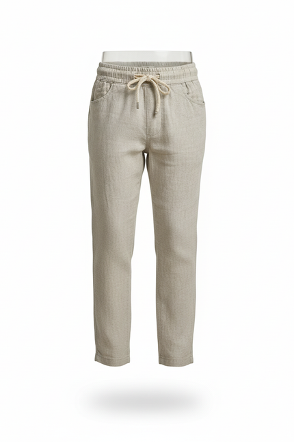 Pantalon En Lin Beige Cordon Décontracté Garçon Léger - vue 3