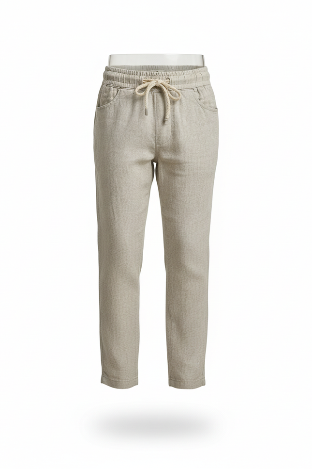 Pantalon En Lin Beige Cordon Décontracté Garçon Léger - vue 3