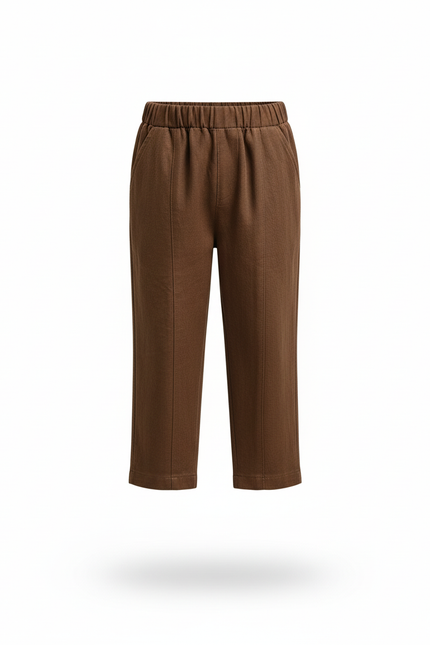 Pantalon En Lin Marron Ample Plissé Enfant Décontracté - vue 3