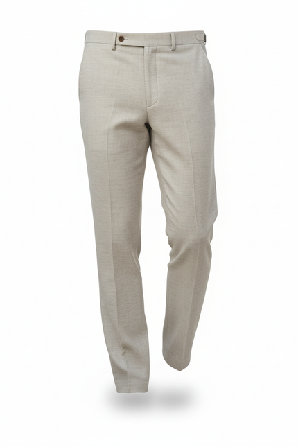Pantalon En Lin Beige Clair Ajusté Homme Élégant - vue 3