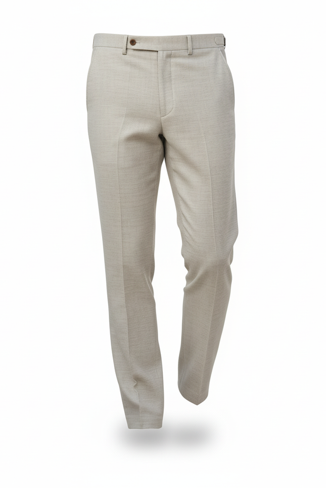 Pantalon En Lin Beige Clair Ajusté Homme Élégant - vue 3