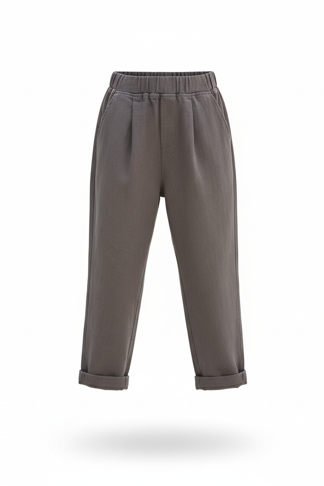 Pantalon En Lin Gris Ample Décontracté Enfant Confortable - vue 3