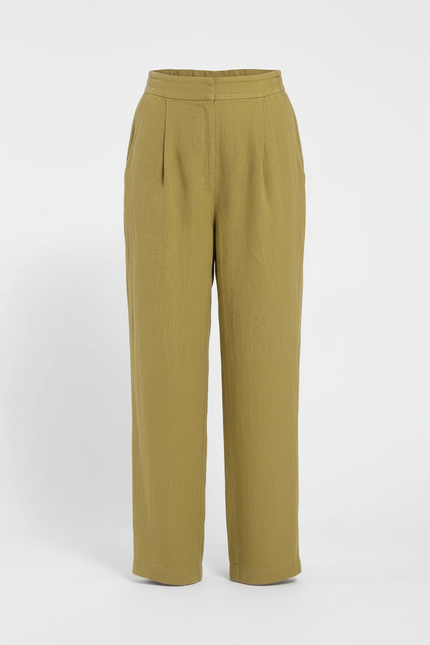 Pantalon Lin Epais Femme - Kaki - vue 2