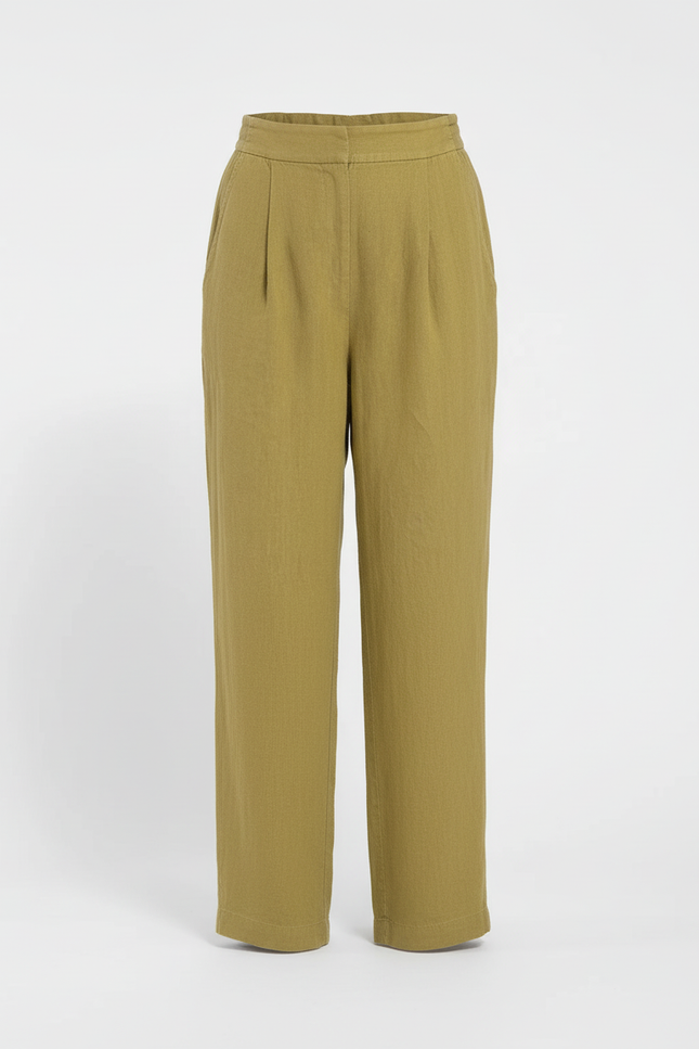 Pantalon Lin Epais Femme - Kaki - vue 2
