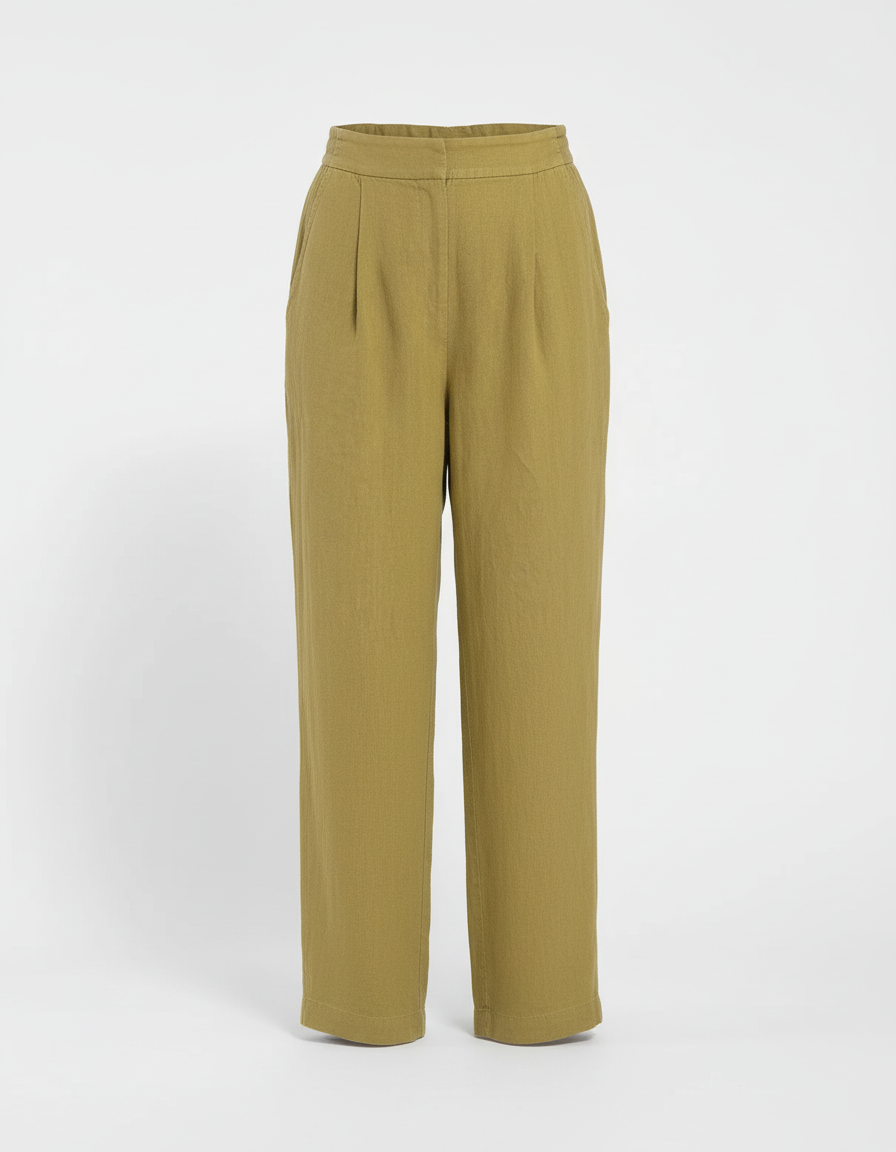 Pantalon Lin Epais Femme - Kaki - vue 2
