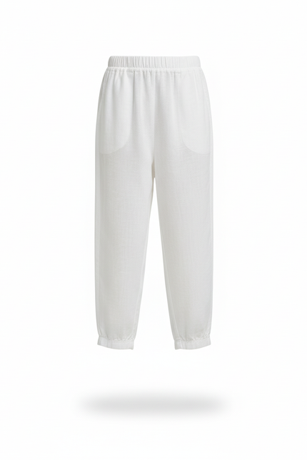 Pantalon En Lin Blanc Ample Léger Enfant Confortable - vue 3