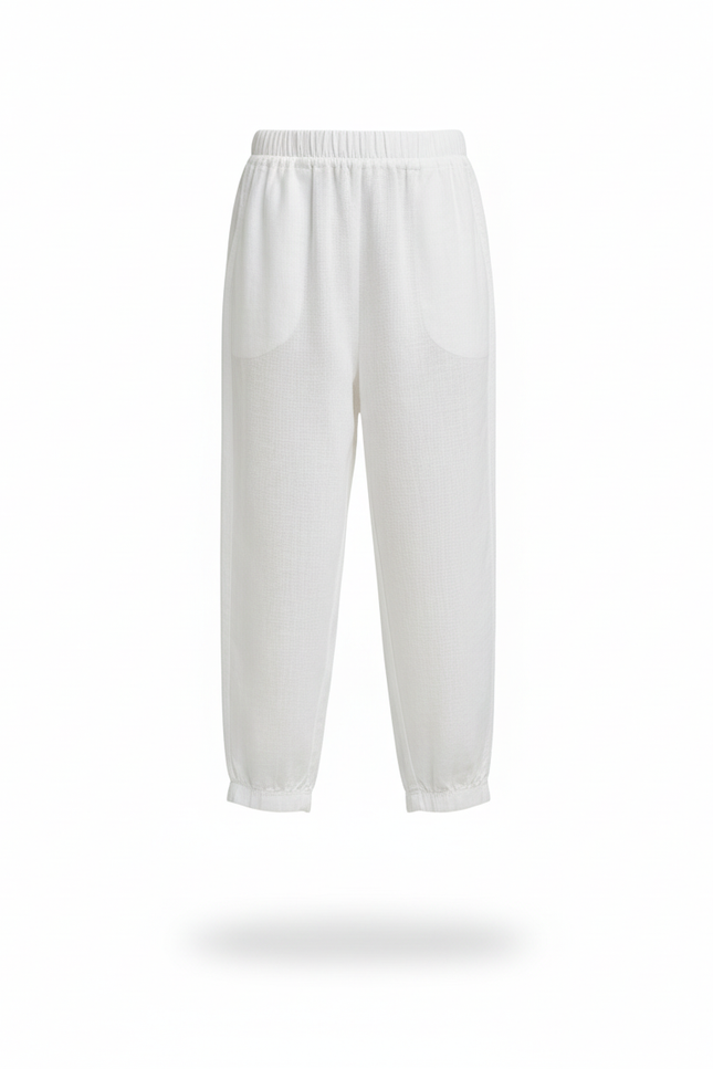 Pantalon En Lin Blanc Ample Léger Enfant Confortable - vue 3