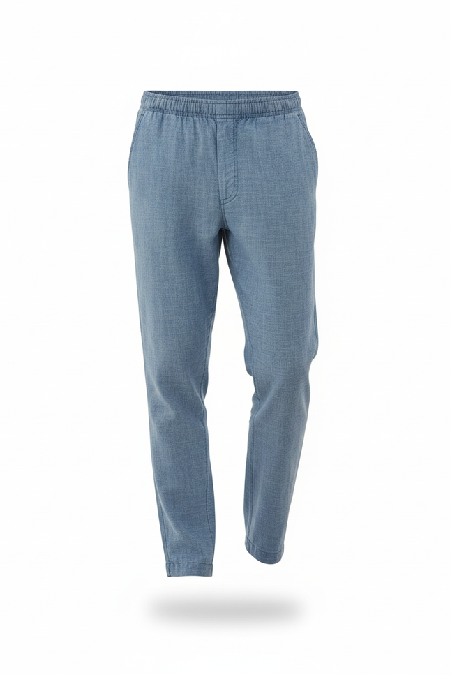 Pantalon Lin Fuselé Homme - Bleu - vue 3
