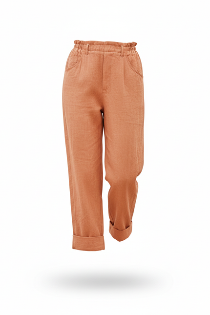 Pantalon Lin Corail - Orange - vue 3