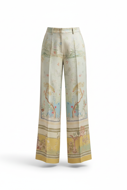 Pantalon En Lin Imprimé Floral Ample Fluide Élégant - vue 3