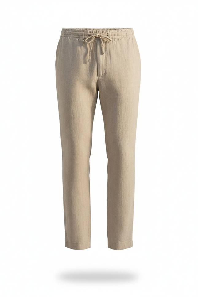 Pantalon Lin Homme Ecru - Beige - vue 3
