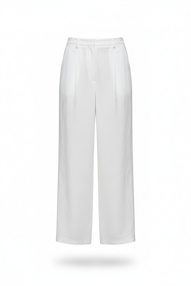 Pantalon Lin Avec Ceinture - Blanc - vue 3