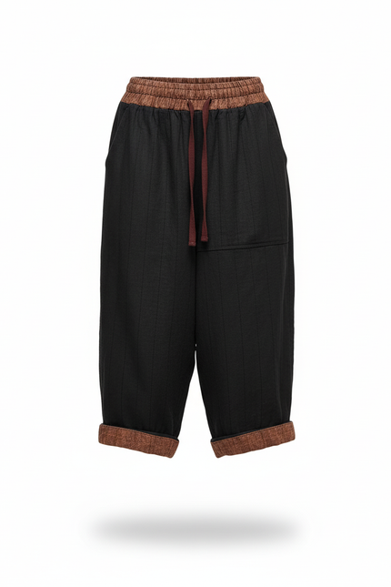 Pantalon Sarouel Lin Femme - Noir - vue 3