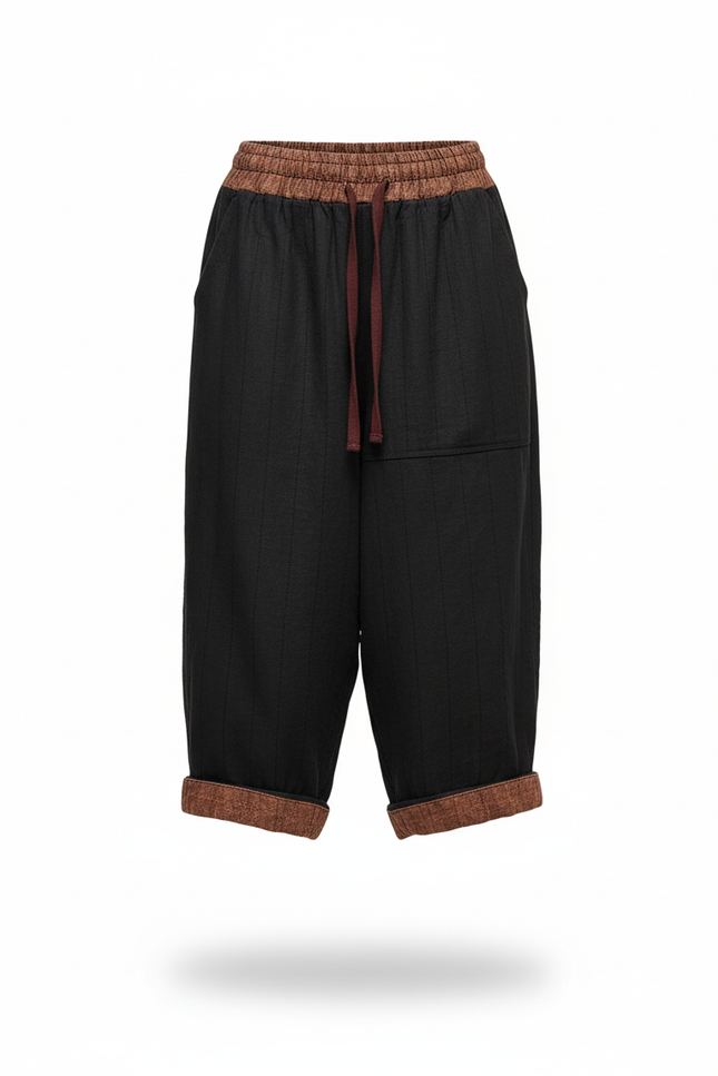 Pantalon Sarouel Lin Femme - Noir - vue 3