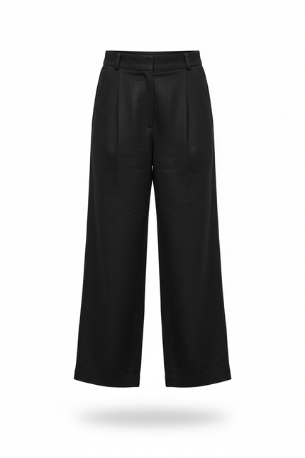 Pantalon En Lin Noir Ample Plissé Enfant - vue 3