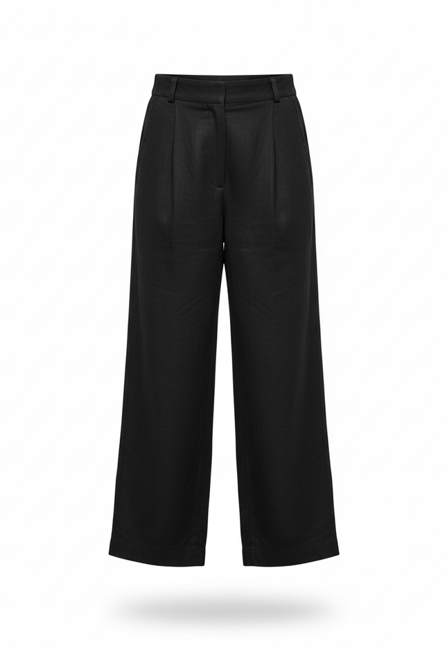 Pantalon En Lin Noir Ample Plissé Enfant - vue 3