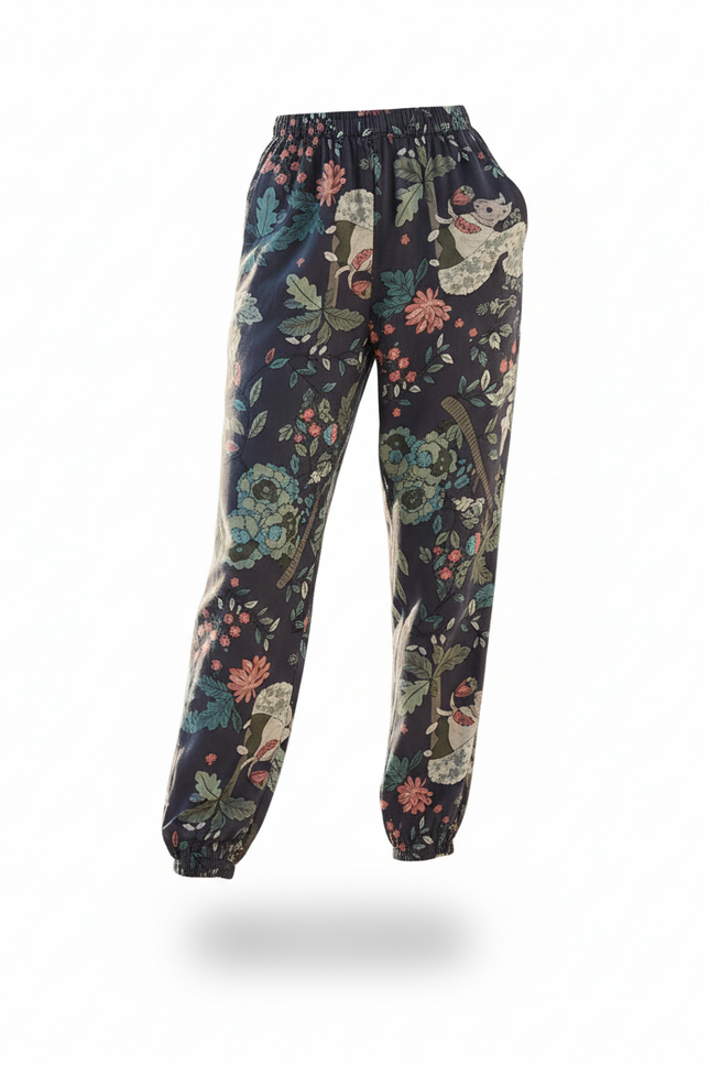 Pantalon En Lin Imprimé Floral Ample Fluide Estival - Multicolore - vue 3