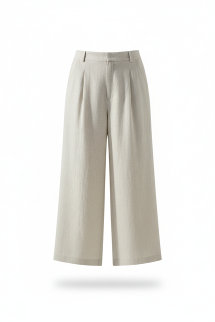 Pantalon Court En Lin - Beige - vue 3