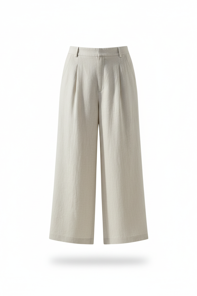 Pantalon Court En Lin - Beige - vue 3