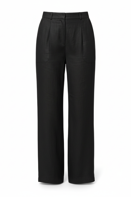 Pantalon En Lin Noir Ample Décontracté Fluide - vue 3