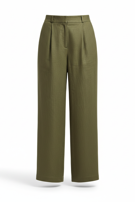 Pantalon En Lin Classe - Kaki - vue 3