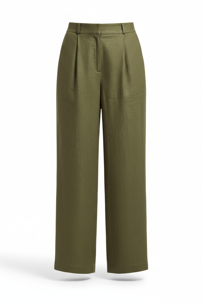 Pantalon En Lin Classe - Kaki - vue 3