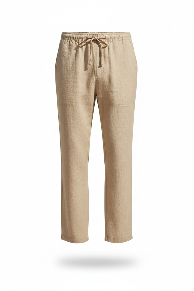 Pantalon En Lin Beige Pour Homme - vue 3