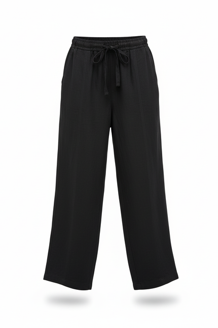 Pantalon En Lin Noir Ample Fluide Fille - vue 3
