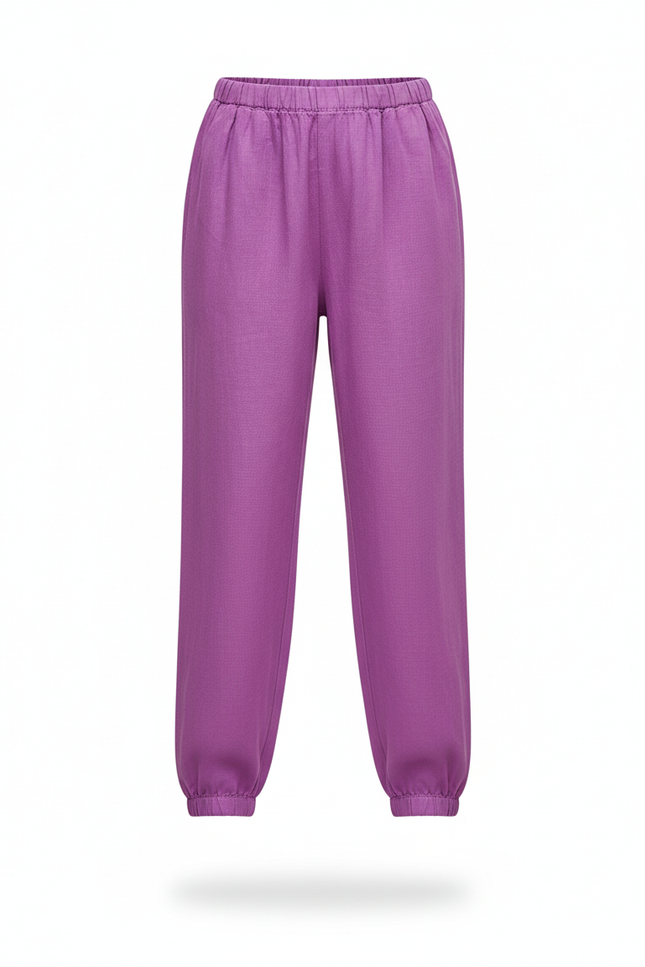 Pantalon En Lin Violet Ample Enfant Léger Fluide - vue 3