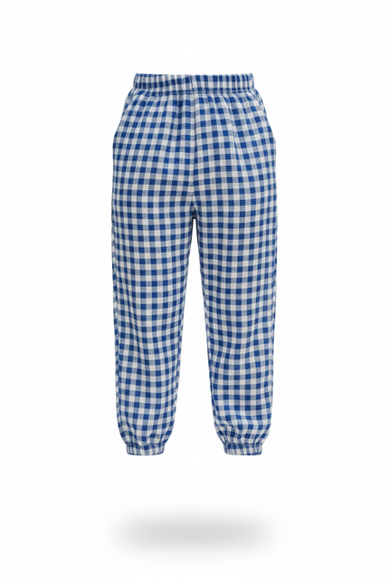 Pantalon En Lin Bleu Et Blanc - vue 3