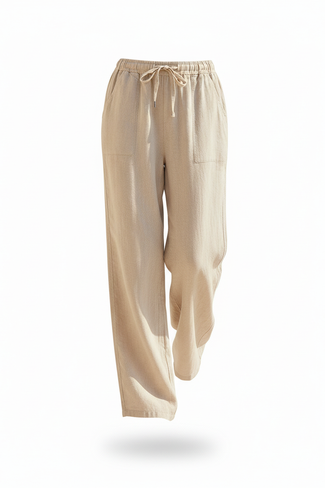 Pantalon Lin Naturel Femme - Beige - vue 3