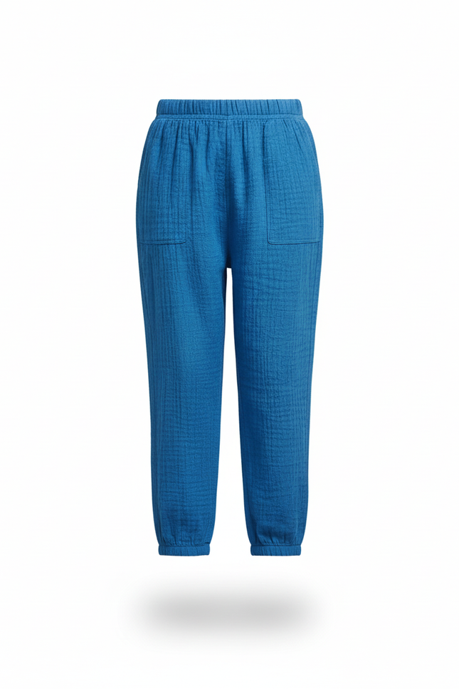 Pantalon En Lin Bleu Ample Décontracté Enfant Respirant - vue 3