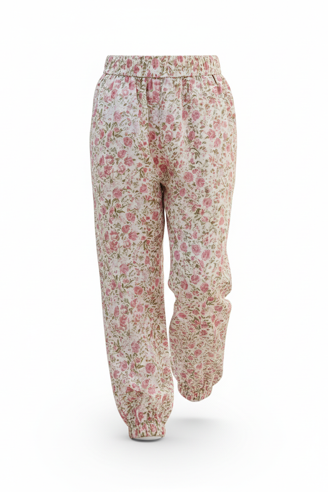 Pantalon En Lin Floral Rose Ample Enfant - vue 3