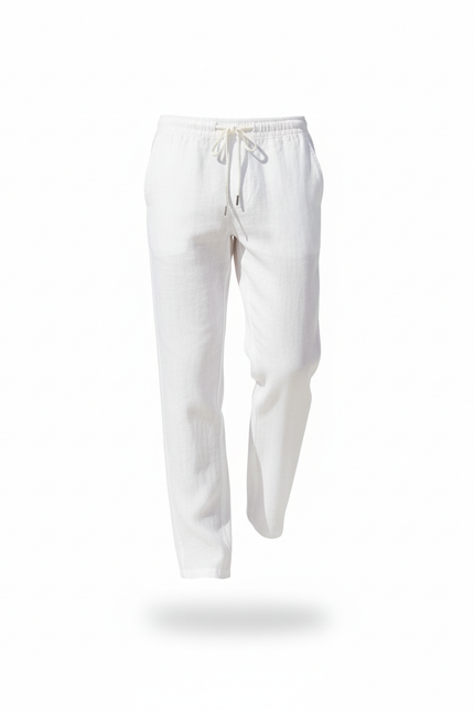 Pantalon En Lin Blanc Décontracté Droit Homme Léger - vue 3