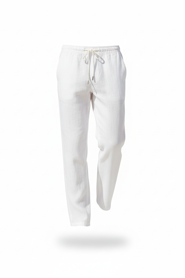 Pantalon En Lin Blanc Décontracté Droit Homme Léger - vue 3