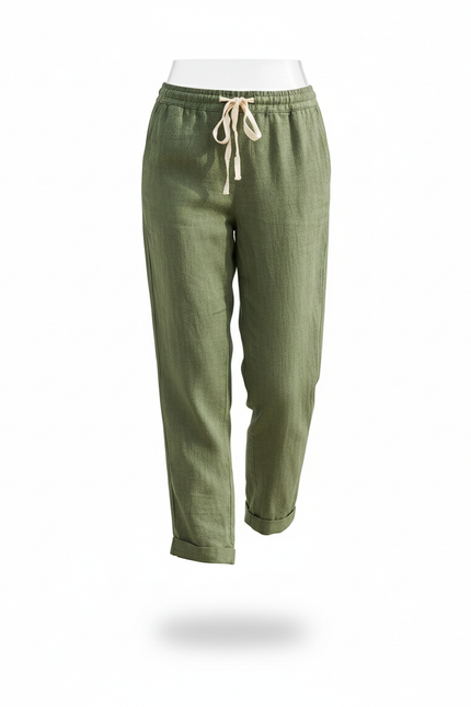 Pantalon Lin Chino Femme - Kaki - vue 3