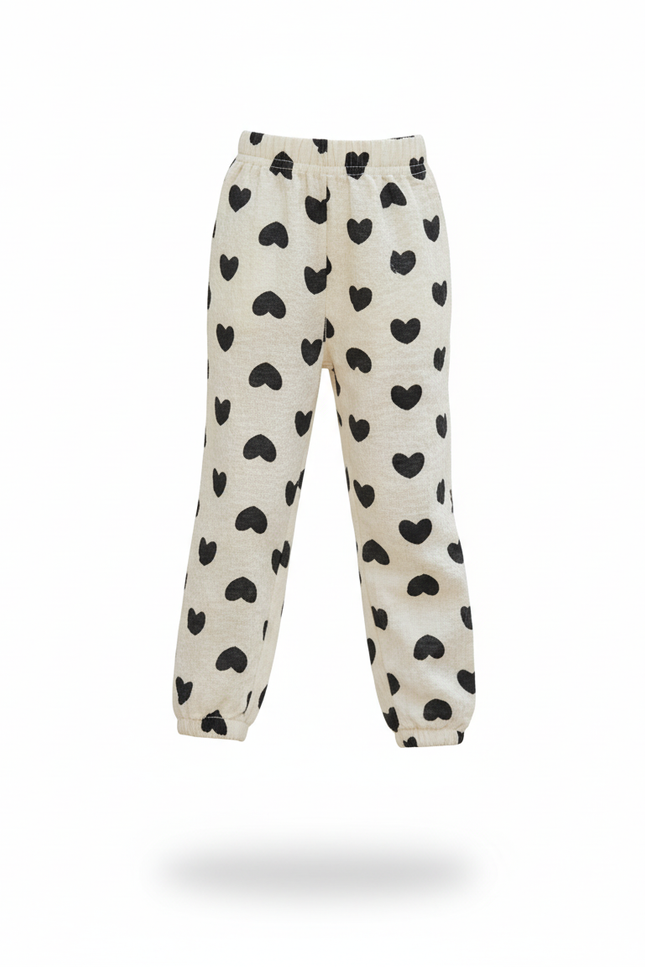 Pantalon En Lin Enfant Cœurs Noirs Ample Doux - Imprimé - vue 3