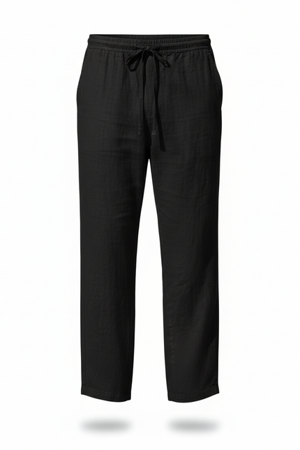 Pantalon En Lin De Qualité - Noir - vue 3