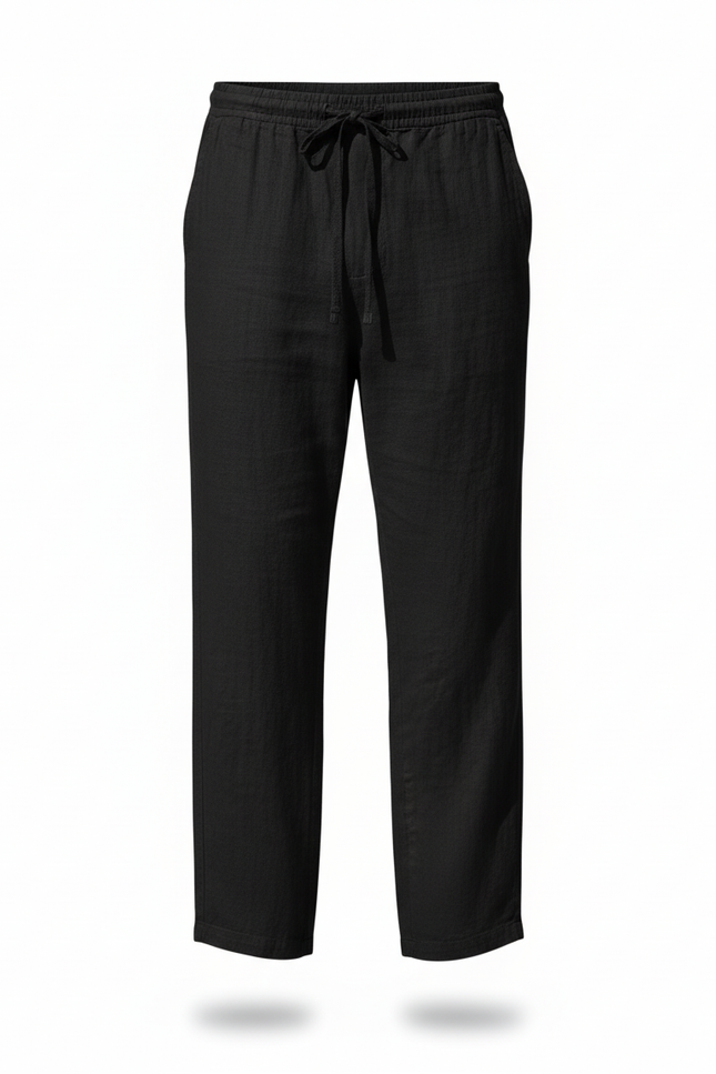 Pantalon En Lin De Qualité - Noir - vue 3