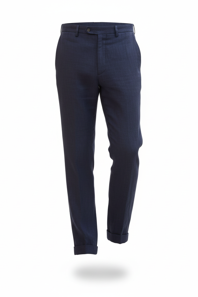 Pantalon En Lin Bleu Marine Décontracté Homme Moderne - vue 3