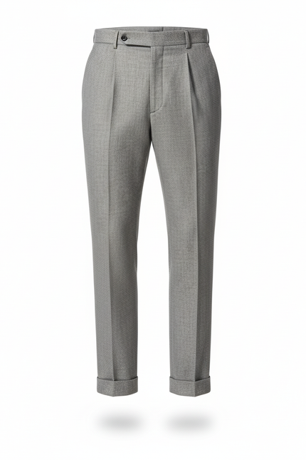 Pantalon En Lin Gris Élégant Plissé Décontracté Homme - vue 3