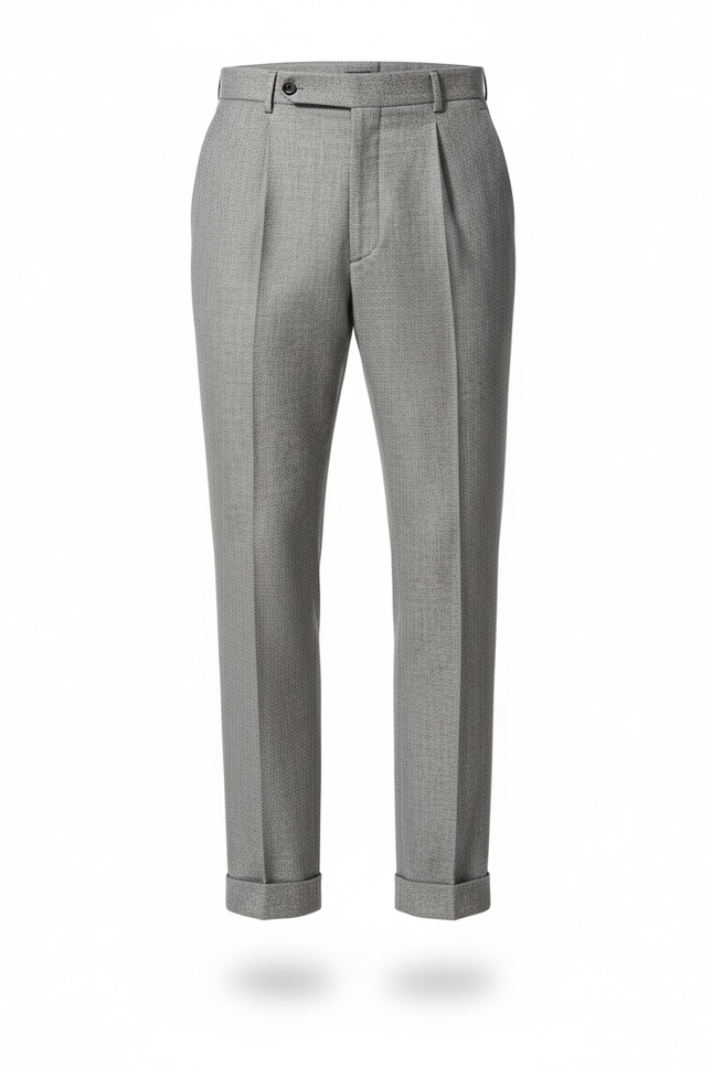Pantalon En Lin Gris Élégant Plissé Décontracté Homme - vue 3