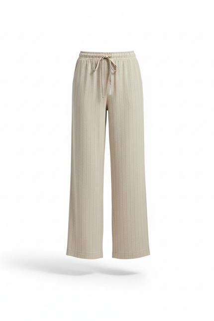 Pantalon Lin Rayé Femme - Beige - vue 3