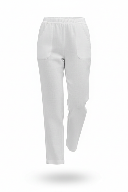 Pantalon En Lin Femme Petite - Blanc - vue 3