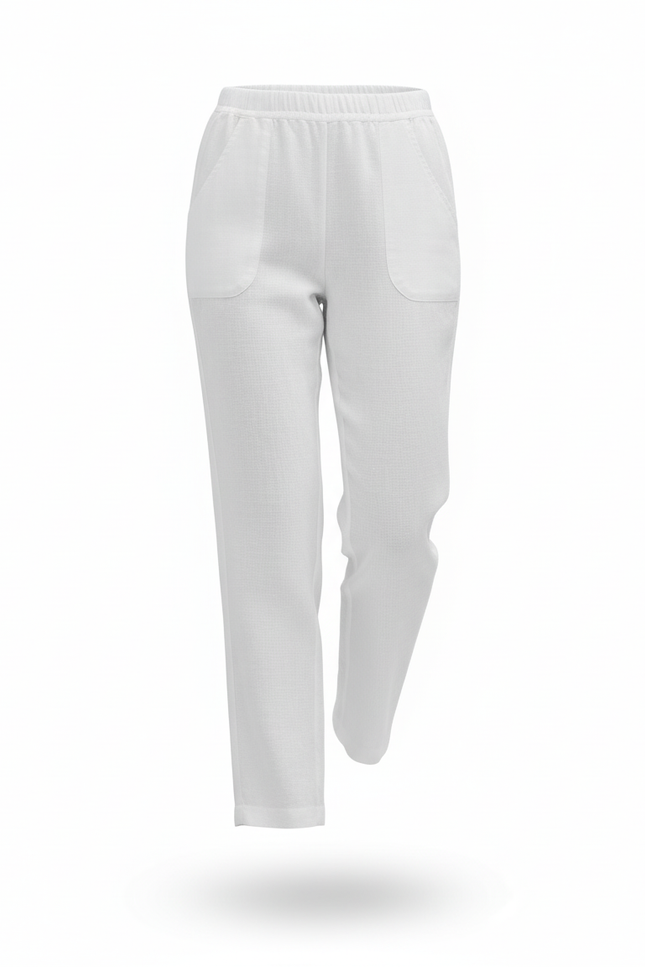 Pantalon En Lin Femme Petite - Blanc - vue 3