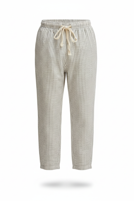 Pantalon En Lin Garçon Écru Tapered - Beige - vue 3