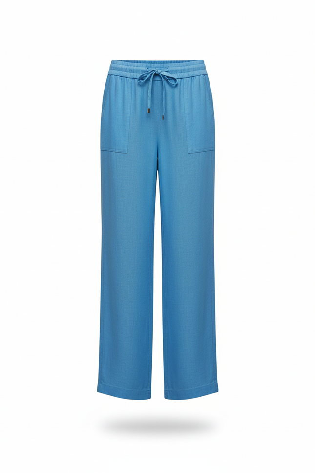 Pantalon En Lin Bleu Ample Décontracté Léger Femme - vue 3