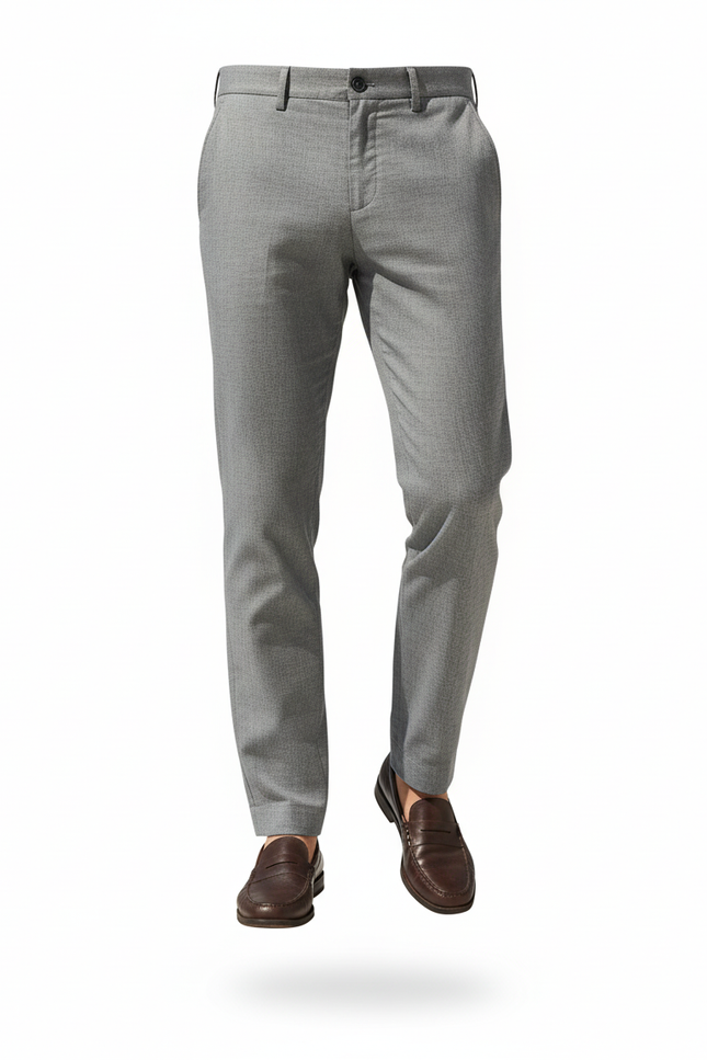 Pantalon En Lin Gris Droit Chic Élégant Homme - vue 3