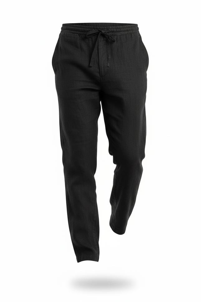 Pantalon Homme Coton Et Lin - Noir - vue 3