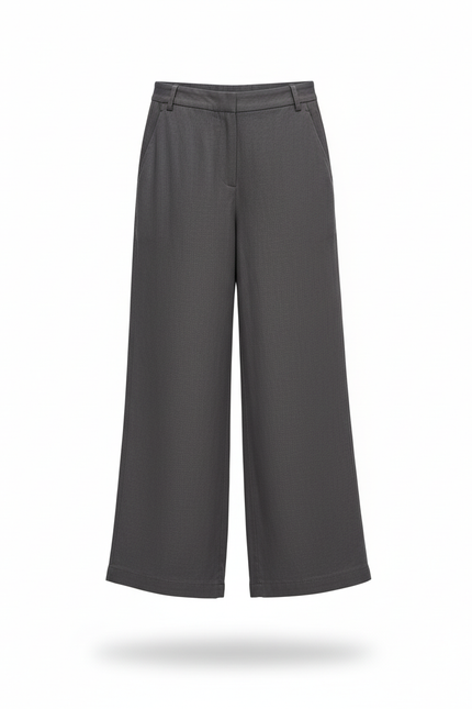 Pantalon En Lin Gris Ample Ceinturé Fille - vue 3